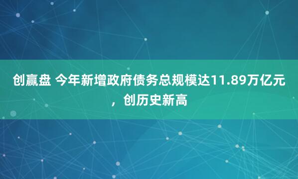 创赢盘 今年新增政府债务总规模达11.89万亿元，创历史新高