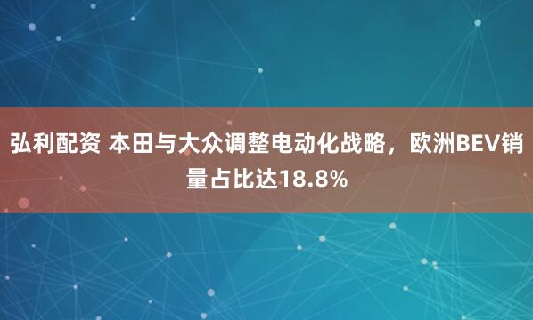 弘利配资 本田与大众调整电动化战略，欧洲BEV销量占比达18.8%